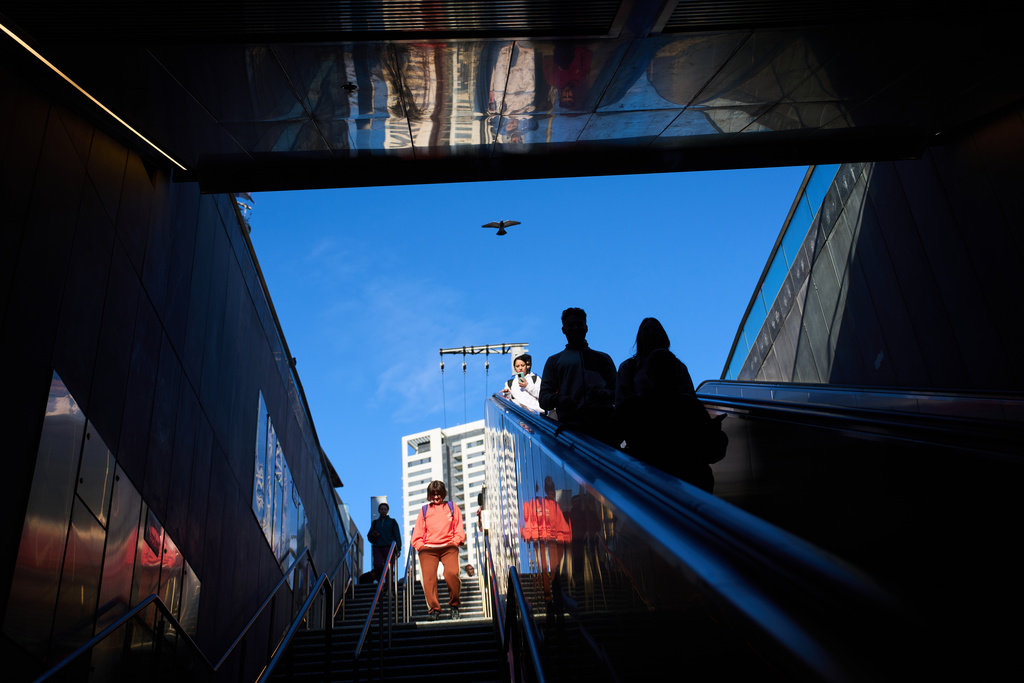 People take shelter in an underground metro station as air raid sirens warn of incoming strikes by Iran, in Ramat Gan, Israel, Saturday, Feb. 28, 2026. (AP Photo/Oded Balilty)