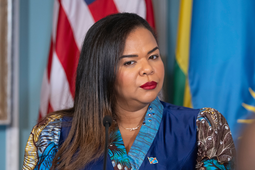 FILE - Democratic Republic of the Congo's Foreign Minister Therese Kayikwamba Wagner attends a signing ceremony for a peace agreement between Rwanda and the Democratic Republic of the Congo at the State Departmentin Washington, June 27, 2025. (AP Pho to/Mark Schiefelbein, File)