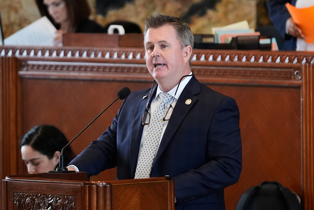 Louisiana Rep. Gerald Beaullieu, IV, R-Dist 48, speaks prior to a Louisiana House vote on a redistricting plan to eliminate a majority-Black congressional district in response to a U.S. Supreme Court ruling, in Baton Rouge, La., Thursday, May 21, 2026. (AP Photo/Gerald Herbert)