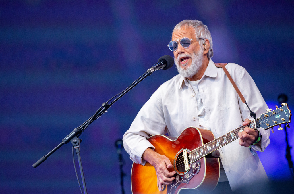 FILE - Yusuf Islam, also known as Cat Stevens, performs during Glastonbury Festival in Somerset, England, on June 25, 2023. (Joel C Ryan/Invision/AP, File)