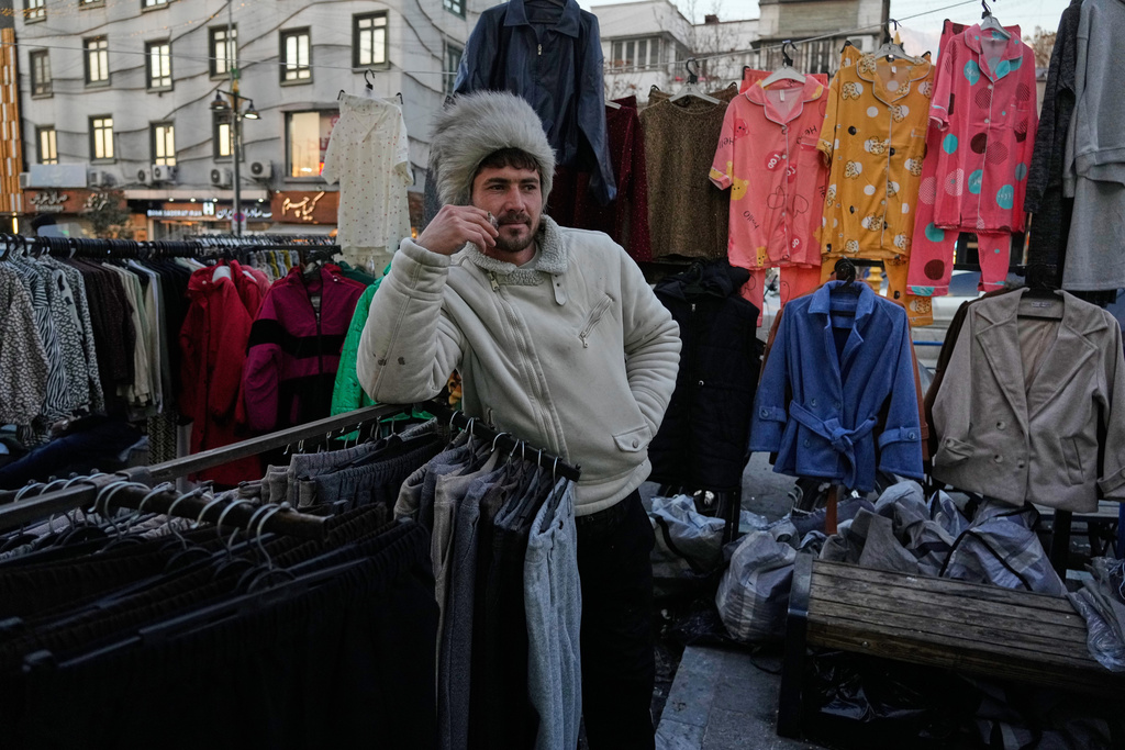 A vendor waits for customers at Tajrish Square in Tehran, Iran, Tuesday, Jan. 27, 2026. (AP Photo/Vahid Salemi)