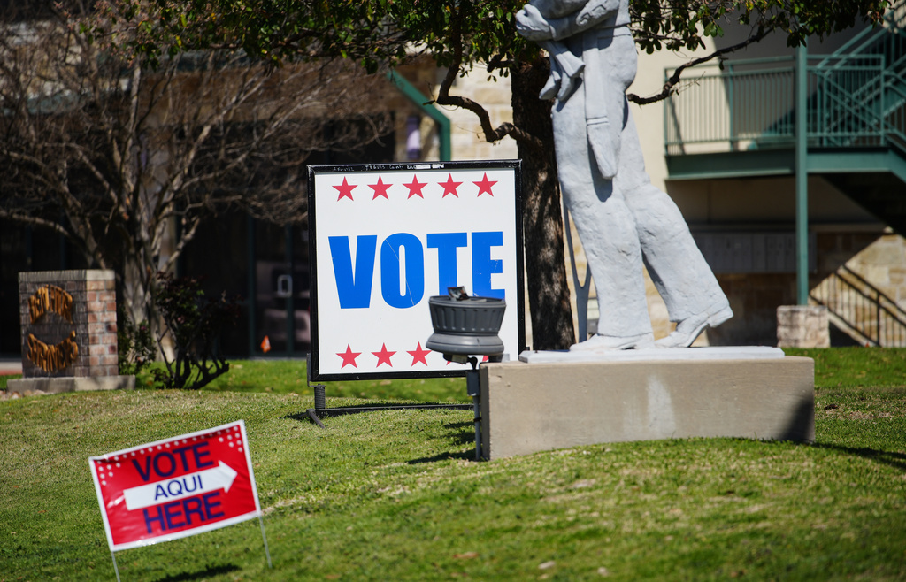 Voters in central Texas head to active polling stations to vote, Tuesday, March 3, 2026, in Austin, Texas. (Ricardo B. Brazziell/Austin American-Statesman via AP)