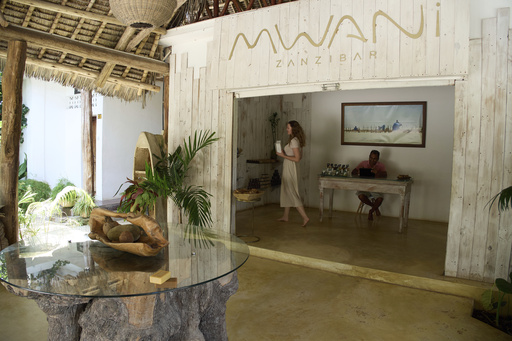 Klara Schade, left, the director of Mwani Zanzibar, a boutique seaweed farm and factory, walks around in the shop in Paje, Zanzibar, Tanzania, Thursday, July 24, 2025. (AP Photo/Jack Denton) Klara Schade, left, the director of Mwani Zanzibar, a boutique seaweed farm and factory, walks around in the shop in Paje, Zanzibar, Tanzania, Thursday, July 24, 2025. (AP Photo/Jack Denton)