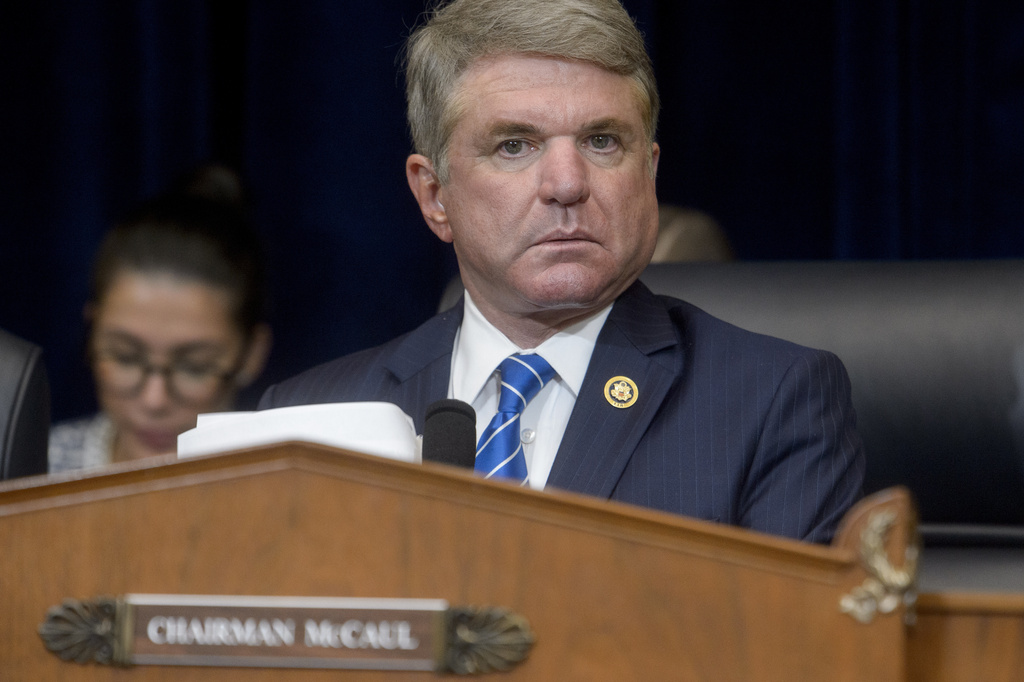 FILE - House Committee on Foreign Affairs Chairman Michael McCaul, R-Texas, presides over a House Committee on Foreign Affairs hearing on Capitol Hill, in Washington, Sept. 24, 2024. (AP Photo/Rod Lamkey, Jr., File)