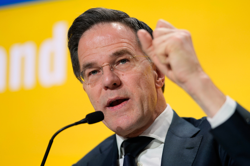 Secretary General of NATO Mark Rutte speaks during an Ukrainian Breakfast alongside the Annual Meeting of the World Economic Forum in Davos, Switzerland, Thursday, Jan. 22, 2026. (AP Photo/Markus Schreiber)