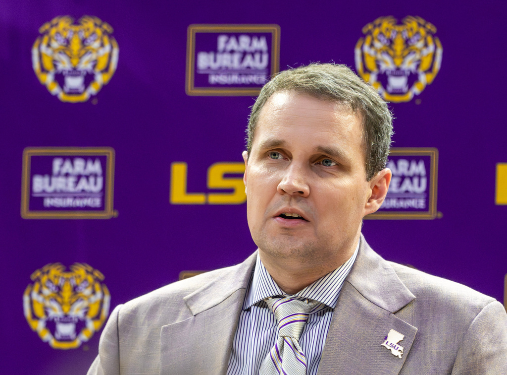 FILE - Will Wade talks about his journey back to LSU as the men's NCAA college basketball coach during an introductory news conference Monday, March 30, 2026, in Baton Rouge, La. (Michael Johnson/The Advocate via AP, File)