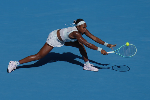 Coco Gauff, of the United States returns a backhand shot from Belinda Bencic, of Switzerland during the women's singles match of the China Open tennis tournament, in Beijing, Tuesday, Sept. 30, 2025. (AP Photo/Andy Wong) Coco Gauff, of the United States returns a backhand shot from Belinda Bencic, of Switzerland during the women's singles match of the China Open tennis tournament, in Beijing, Tuesday, Sept. 30, 2025. (AP Photo/Andy Wong)