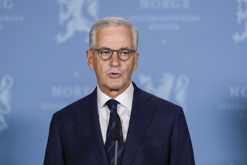 FILE - Norway's Prime Minister Jonas Gahr Støre speaks at the Prime Minister's Office in Oslo, Aug. 31, 2025. (Rodrigo Freitas/NTB Scanpix via AP, File)
