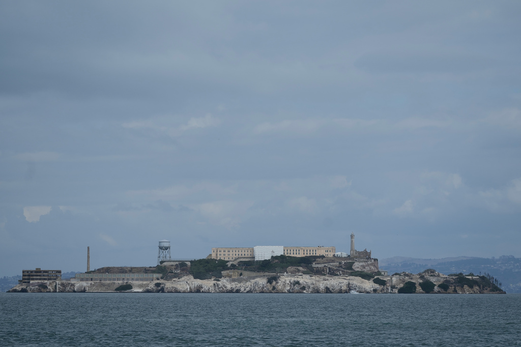 FILE - Alcatraz Island is seen in San Francisco, Oct. 10, 2025. (AP Photo/Jeff Chiu, File)