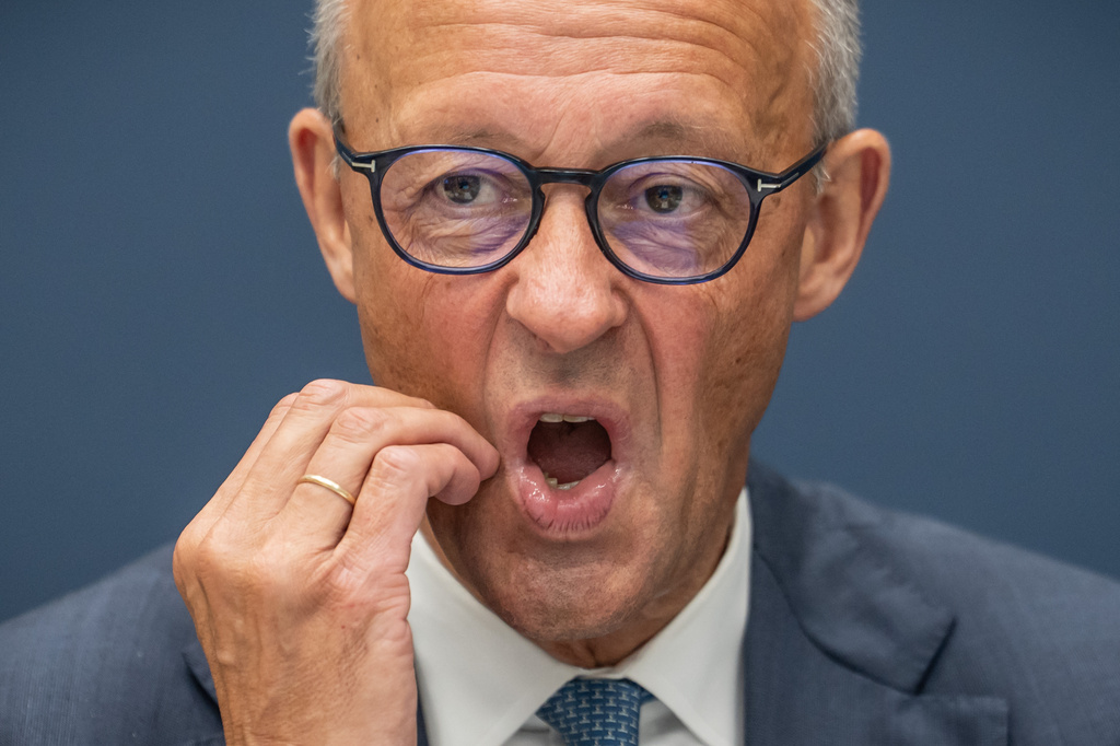 Chancellor Friedrich Merz is sitting in a meeting of the CDU Federal Executive Committee at the Konrad Adenauer House, in Berlin, Monday, Sept. 7, 2026, the day after AfD stunning success in elections. (Michael Kappeler/dpa via AP)