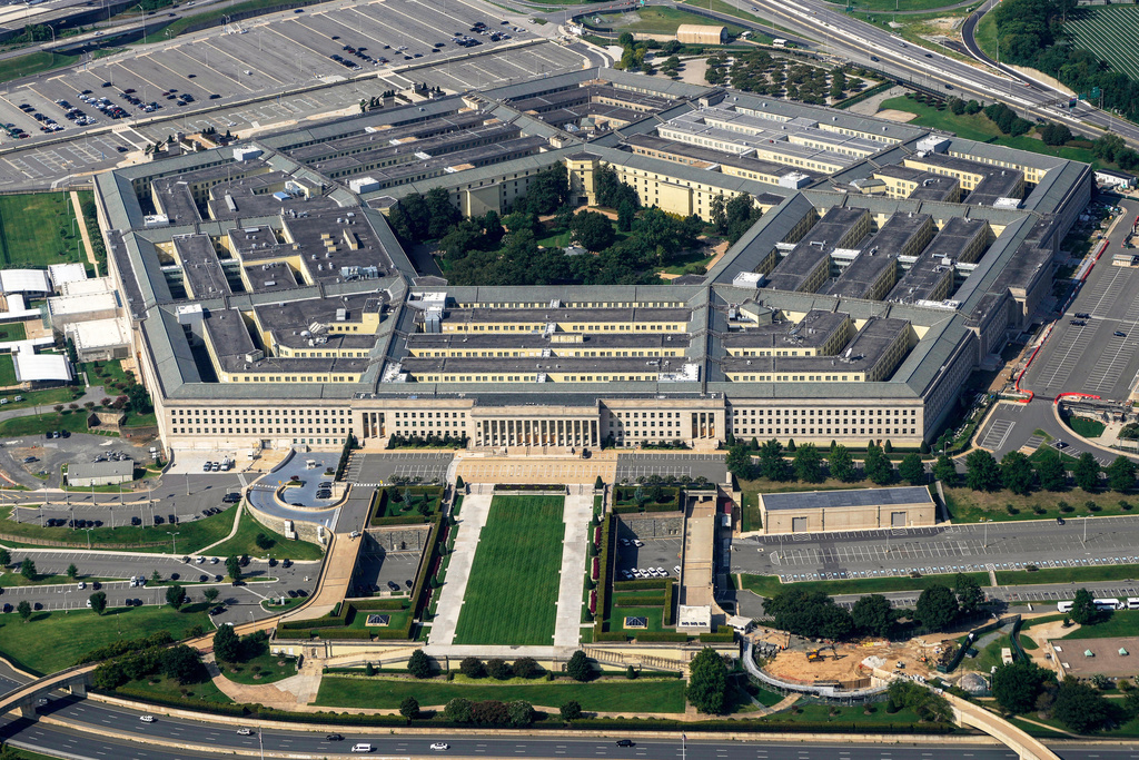 FILE - The Pentagon is viewed from the window of an airplane Aug. 27, 2023, in Washington. (AP Photo/Carolyn Kaster, File)