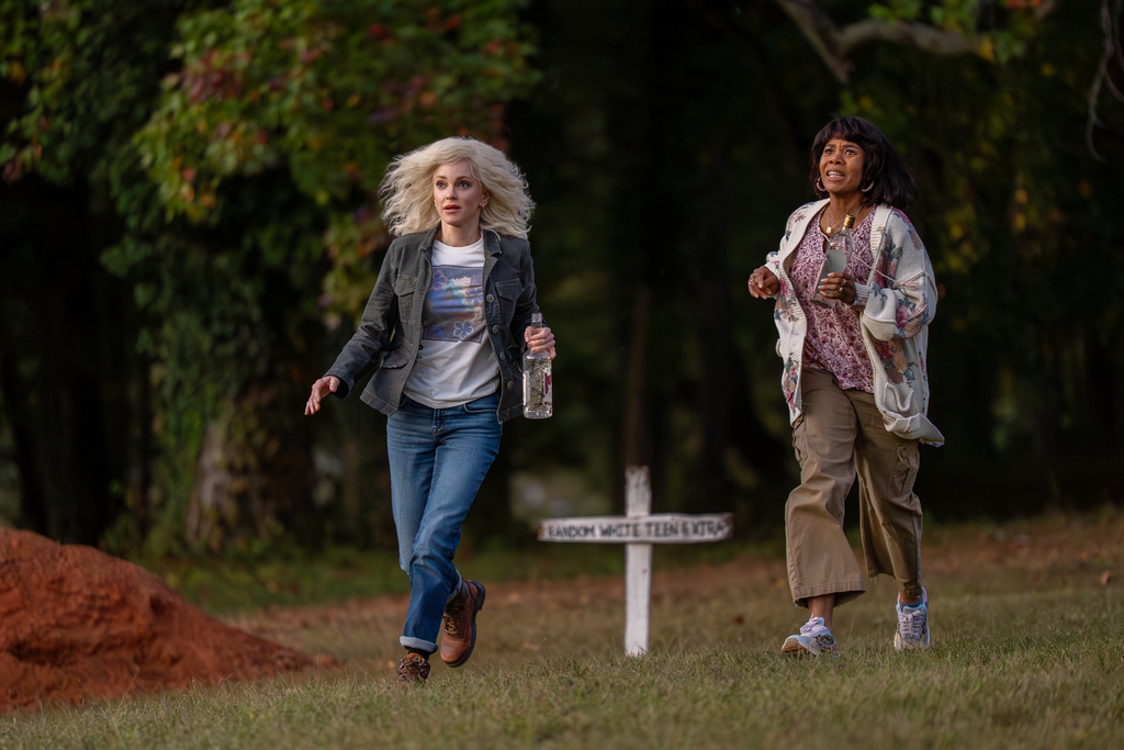 This image released by Paramount Pictures shows Anna Faris, left, and Regina Hall in a scene from "Scary Movie." (Quantrell Colbert/Paramount Pictures via AP)