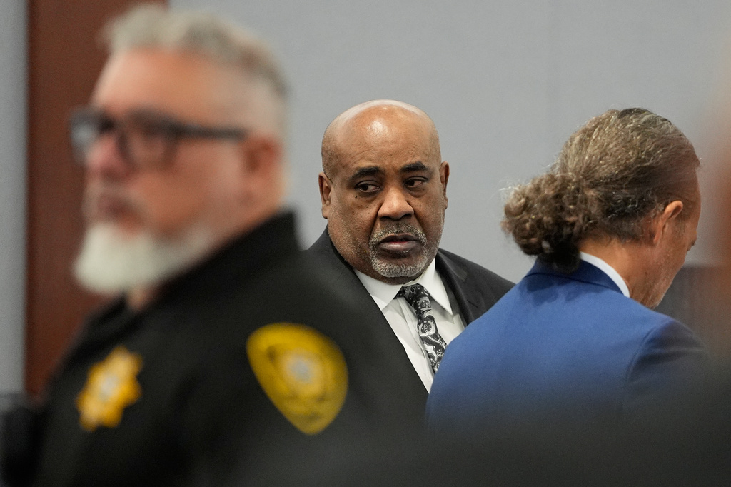 Duane Davis in court for his trial, related to the 1996 killing of rapper Tupac Shakur, at Clark County District Court Regional Justice Center in Las Vegas, Tuesday, Aug. 25, 2026. (AP Photo/John Locher, Pool)