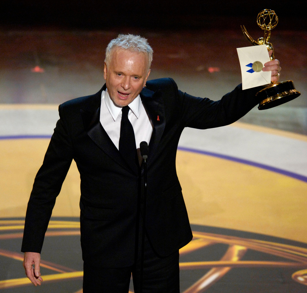 FILE - Anthony Geary accepts the award for outstanding lead actor in a drama series, for his work on "General Hospital," at the 33rd Annual Daytime Emmy Awards in Los Angeles on April 28, 2006. (AP Photo/Chris Pizzello, File)