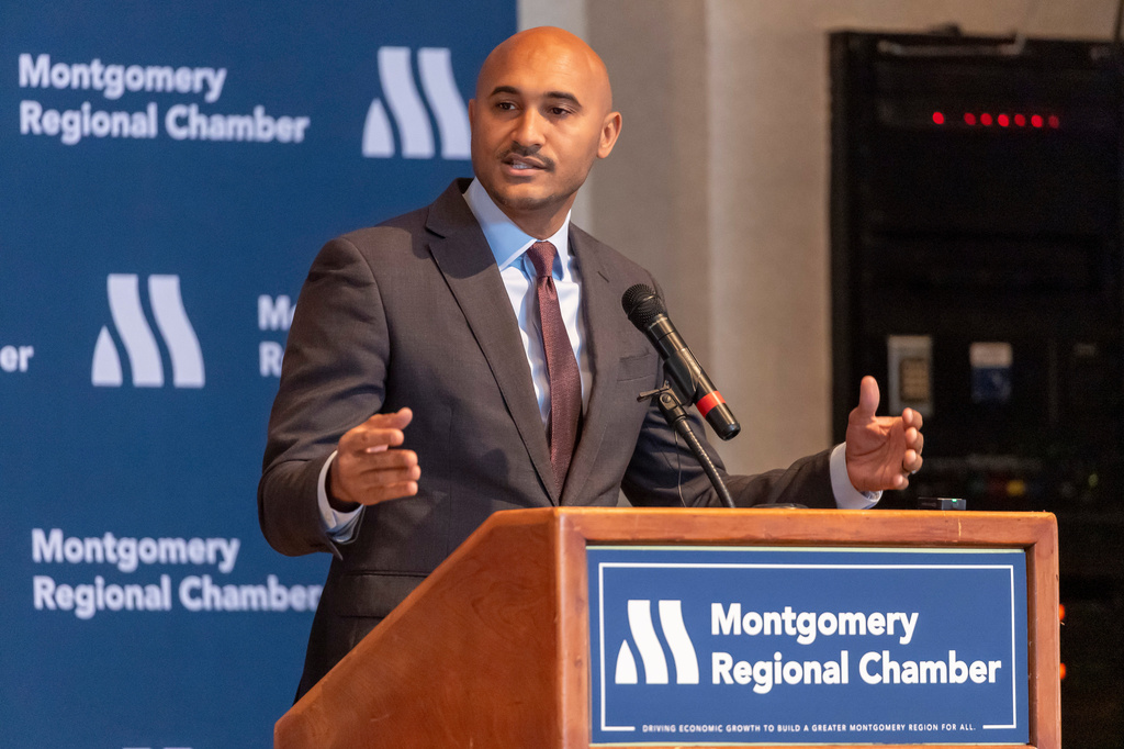 FILE - Rep. Shomari Figures, D-Ala., speaks at the Washington Brief series, July 29, 2026, in Montgomery, Ala. (AP Photo/Vasha Hunt, File)