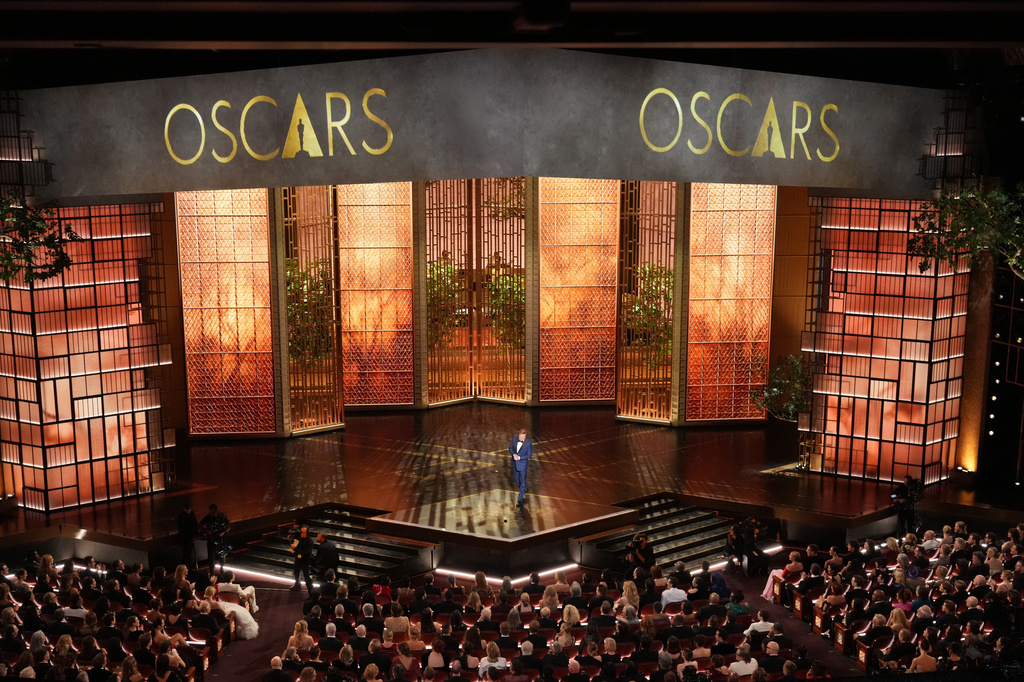 FILE - Host Conan O'Brien appears during the Oscars in Los Angeles on March 15, 2026. (AP Photo/Chris Pizzello, File)