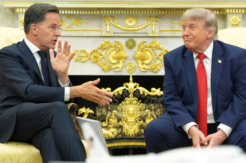 President Donald Trump meets with NATO Secretary General Mark Rutte in the Oval Office at the White House, Wednesday, June 24, 2026, in Washington. (AP Photo/Jacquelyn Martin)