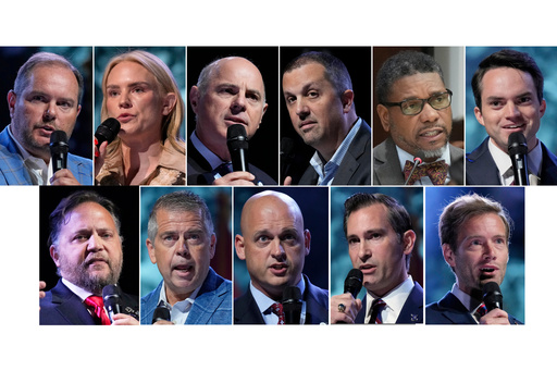 This combination photo of candidates to replace Republican Rep. Mark Green in a Tennessee special election for the U.S. Seventh Congressional District shows Republican Jody Barrett, from top left, Democrat Aftyn Behn, Republican Gino Bulso, Democrat Darden Copeland, Democrat Vincent Dixie, Republican Mason Foley, and bottom row from left, Republican Joe Leurs, Democrat Bo Mitchell and Republicans Lee Reeves, Matt Van Epps and Tres Wittum. (AP Photo) This combination photo of candidates to replace Republican Rep. Mark Green in a Tennessee special election for the U.S. Seventh Congressional District shows Republican Jody Barrett, from top left, Democrat Aftyn Behn, Republican Gino Bulso, Democrat Darden Copeland, Democrat Vincent Dixie, Republican Mason Foley, and bottom row from left, Republican Joe Leurs, Democrat Bo Mitchell and Republicans Lee Reeves, Matt Van Epps and Tres Wittum. (AP Photo)