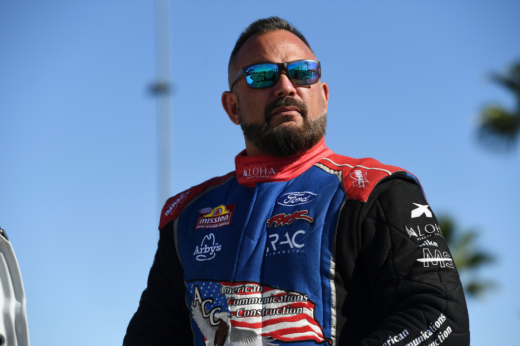 NHRA driver Tony Schumacher gets ready for qualifying at the Nevada Nationals, Saturday, Nov. 1, 2025, at The Strip at Las Vegas Speedway in Las Vegas, Nevada. (Justin Daniels/NHRA via AP)