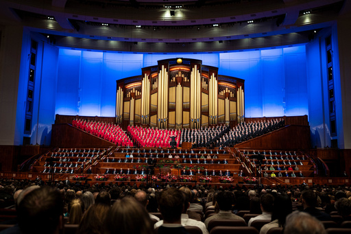 The Tabernacle Choir and Orchestra at Temple Square perform during the morning session of the 195th Semiannual General Conference of The Church of Jesus Christ of Latter-day Saints at the Conference Center in Salt Lake City on Saturday, Oct. 4, 2025. (Isaac Hale/The Deseret News via AP) The Tabernacle Choir and Orchestra at Temple Square perform during the morning session of the 195th Semiannual General Conference of The Church of Jesus Christ of Latter-day Saints at the Conference Center in Salt Lake City on Saturday, Oct. 4, 2025. (Isaac Hale/The Deseret News via AP)