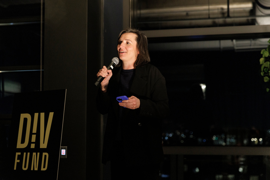 Juliette Seban, the executive director at the Fund for Innovation in Development, speaks at an event Thursday, Feb. 5, 2026, in Washington. (AP Photo/Moriah Ratner)