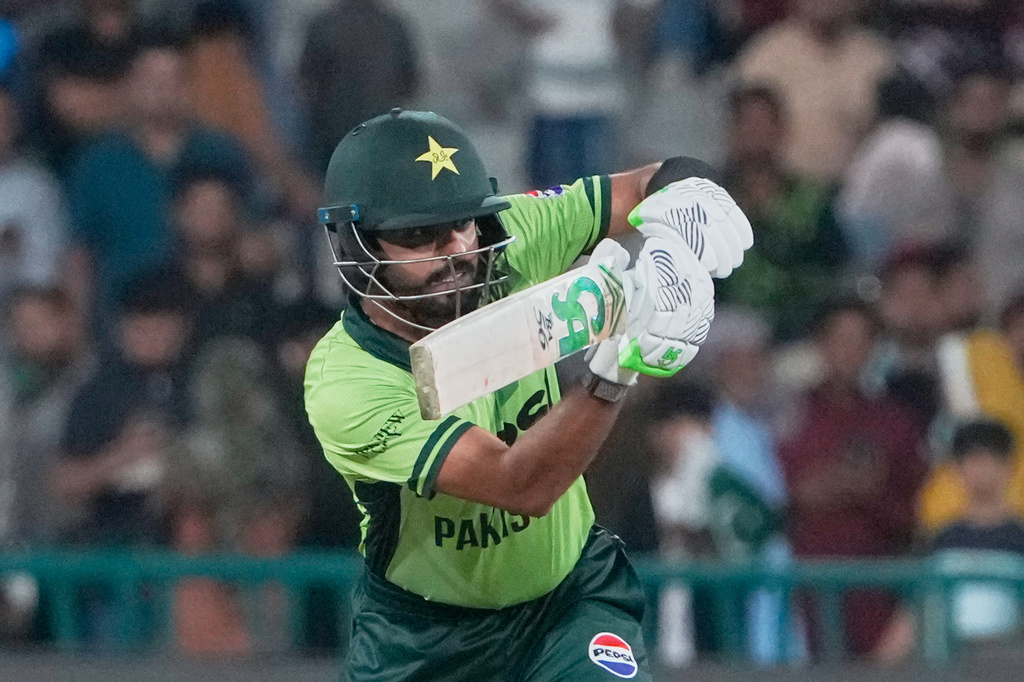 Pakistan's Babar Azam bats during the third one-day international cricket match between Pakistan and Australia, in Lahore, Pakistan, Thursday, June 4, 2026. (AP Photo/K.M. Chaudary)