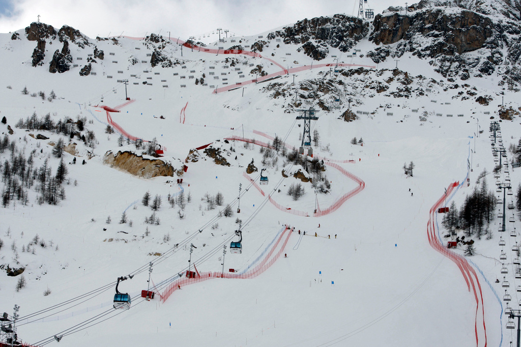 FILE - A view of the Bellevarde course, at the World Alpine Ski Championships in Val d'Isere, France, on Feb, 1, 2009. (AP Photo/Sergey Ponomarev, File)