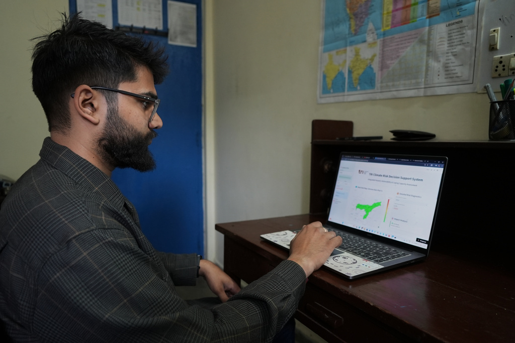 Student Anirudh Singh uses AI or Artificial Intelligence applications for his project sitting in his room in New Delhi, India, on Feb. 13, 2026. (AP Photo/Piyush Nagpal)