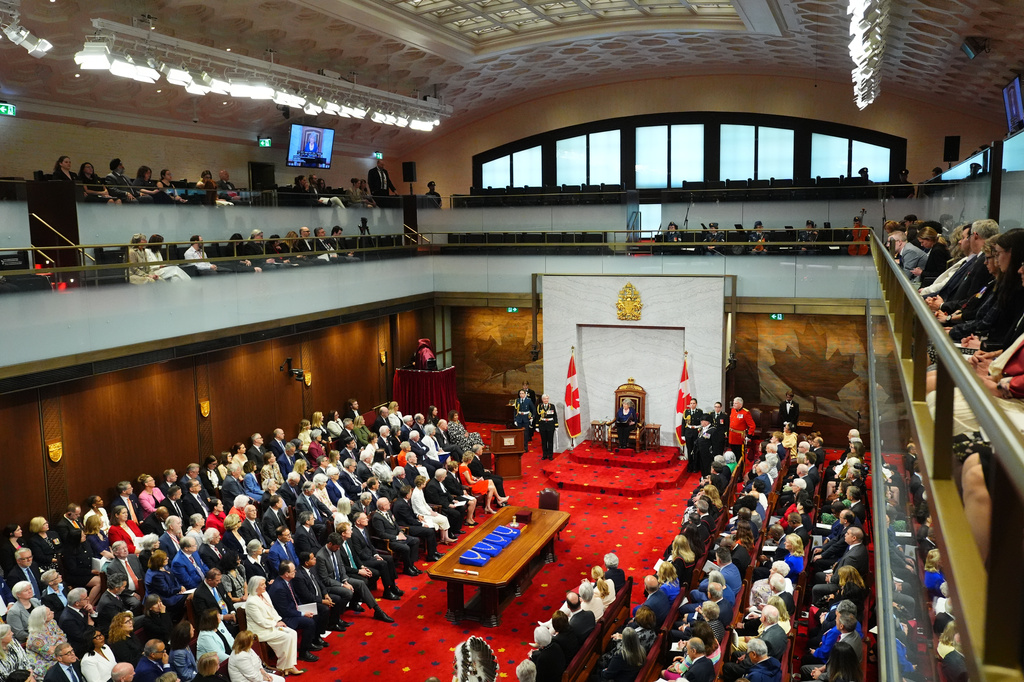 Governor General Louise Arbour delivers her speech in the Senate as she is installed as Canada's 31st Governor General in Ottawa on Monday, June 8, 2026. (Sean Kilpatrick/The Canadian Press via AP)