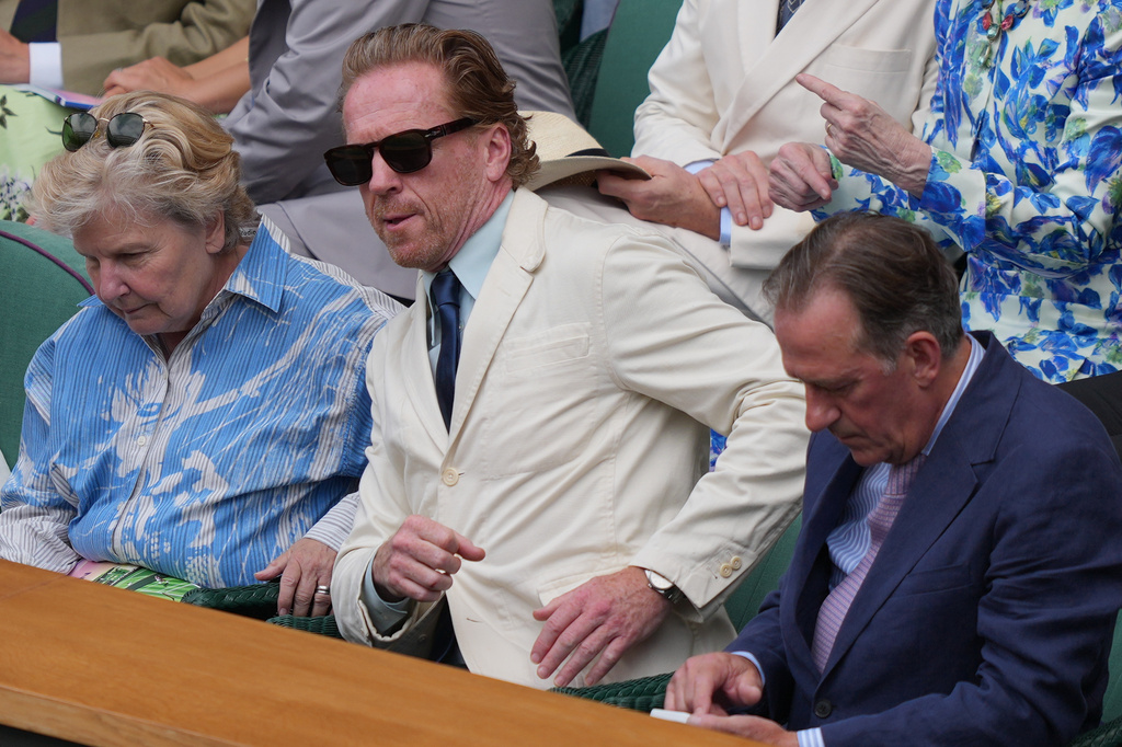 Actor Damian Lewis attends the royal box on day 12 of the Wimbledon Tennis Championships in London, Friday, July 10, 2026. (AP Photo/Kin Cheung)