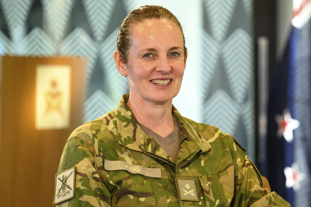 FILE - New Zealand's army chief Major General Rose King in Wellington, New Zealand, Friday, Sept. 20, 2024. (AP Photo/Mark Tantrum,File)