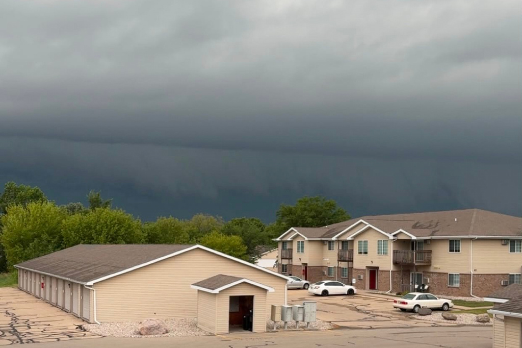 Storm clouds develop over the Oshkosh, Wis., Monday, July 27, 2026. (Christina Vogel via AP)