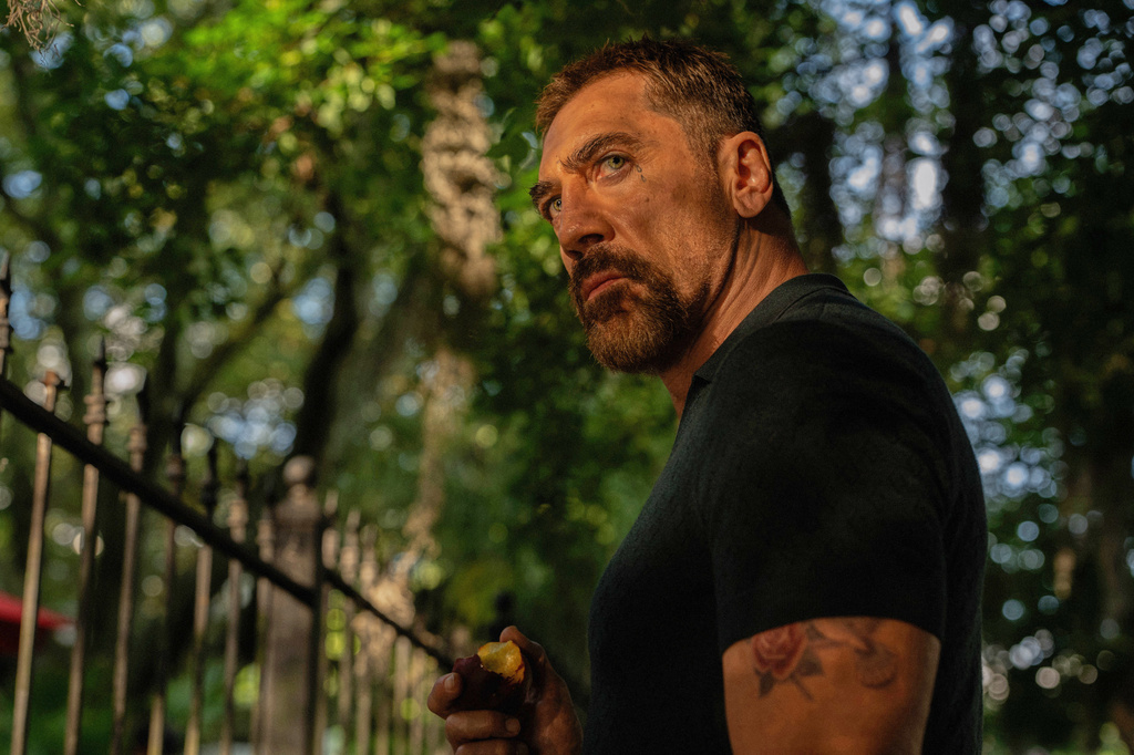 This image released by Apple shows Javier Bardem in a scene from "Cape Fear." (Apple via AP)