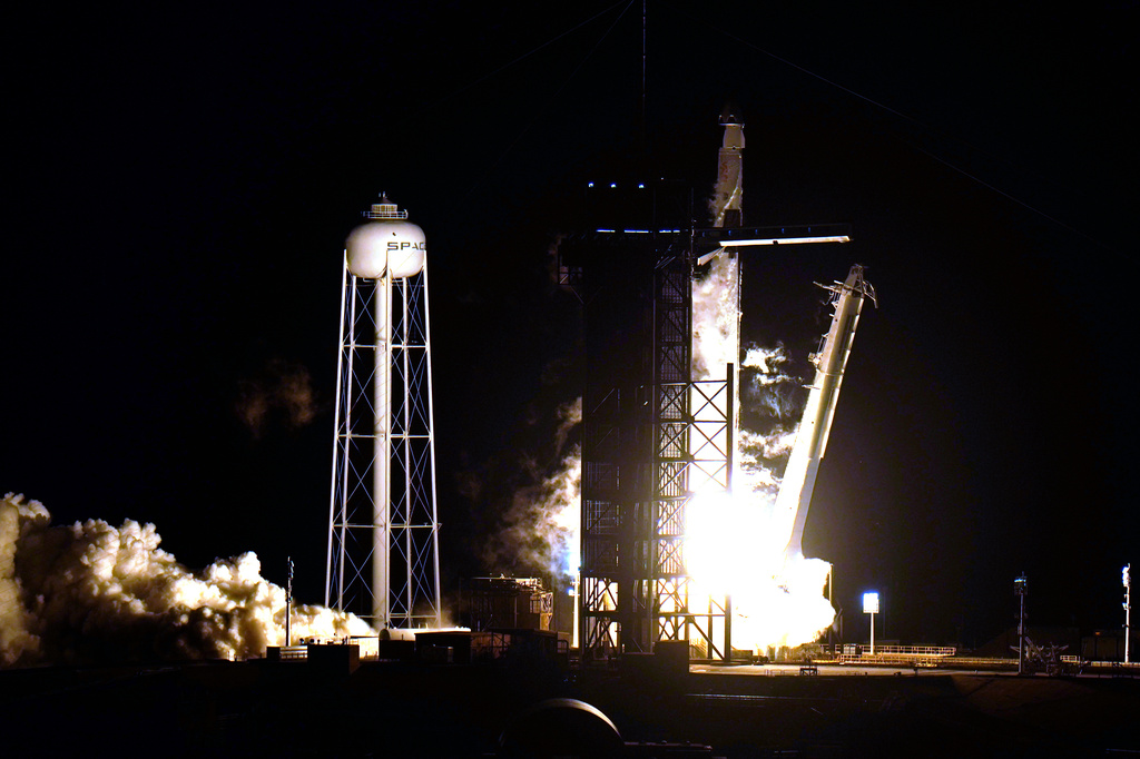 FILE - A SpaceX Falcon9 rocket, with the Crew Dragon capsule attached, lifts off from Kennedy Space Center's Launch Complex 39-A on Nov. 15, 2020, in Cape Canaveral, Fla. (AP Photo/Chris O'Meara, File)