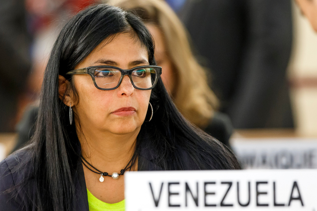 FILE - Venezuelan Foreign Minister Delcy Rodriguez attends the High-Level Segment of the 28th session of the Human Rights Council, at the European headquarters of the United Nations in Geneva, Switzerland, March 3, 2015. (AP Photo/Keystone,Salvatore Di Nolfi, File)