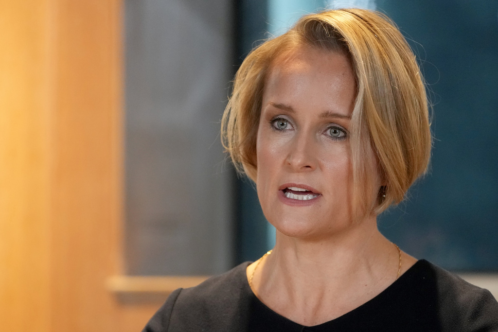 The new head of Britain's MI6 Blaise Metreweli makes her first public speech in London, Monday, Dec. 15, 2025. (AP Photo/Kirsty Wigglesworth,pool)