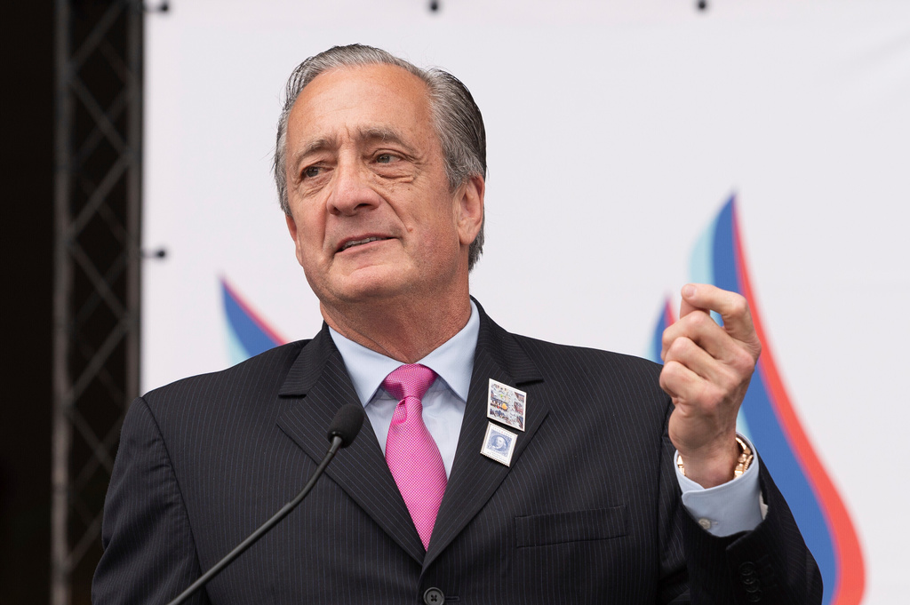 FILE - Postmaster General David Steiner speaks at an event marking the 250th anniversary of postal service's founding, July 23, 2025, in Washington. (AP Photo/Cliff Owen, File)