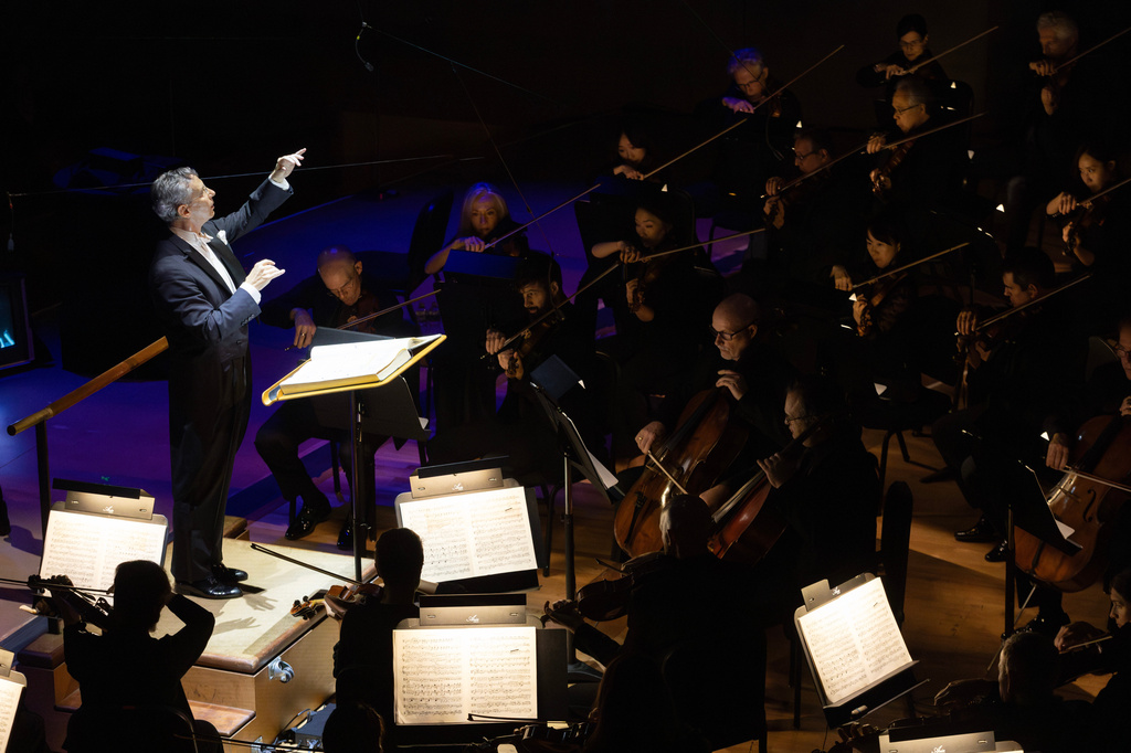 This image released by the Dallas Symphony Orchestra shows Fabio Luisi conducting the Dallas Symphony Orchestra in "Siegfried" in Dallas on Oct. 5, 2024. (Sylvia Elzafon/Dallas Symphony Orchestra via AP)