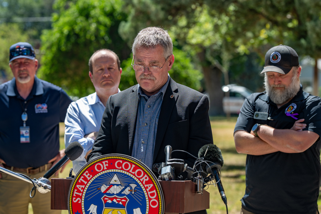 U.S. Wildland Fire Service Chief Brian Fennessy speaks at a news conference about Colorado wildfires, Monday, June 29, 2026, in Fruita, Colorado. (Aaron Acker/The Grand Junction Daily Sentinel via AP)