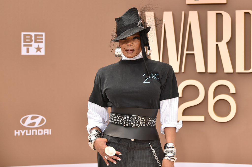 Janet Jackson arrives at the BET Awards on Sunday, June 28, 2026, at the Peacock Theater in Los Angeles. (Photo by Richard Shotwell/Invision/AP)