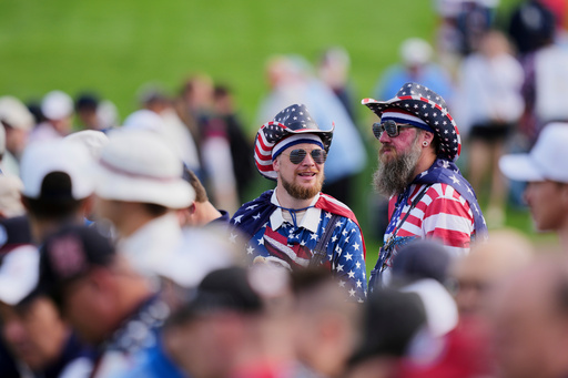 United States fans watch during a practice round for the Ryder Cup golf tournament, Tuesday, Sept. 23, 2025, in Farmingdale, N.Y., at Bethpage State Park's Black Course. (AP Photo/Matt Slocum) United States fans watch during a practice round for the Ryder Cup golf tournament, Tuesday, Sept. 23, 2025, in Farmingdale, N.Y., at Bethpage State Park's Black Course. (AP Photo/Matt Slocum)