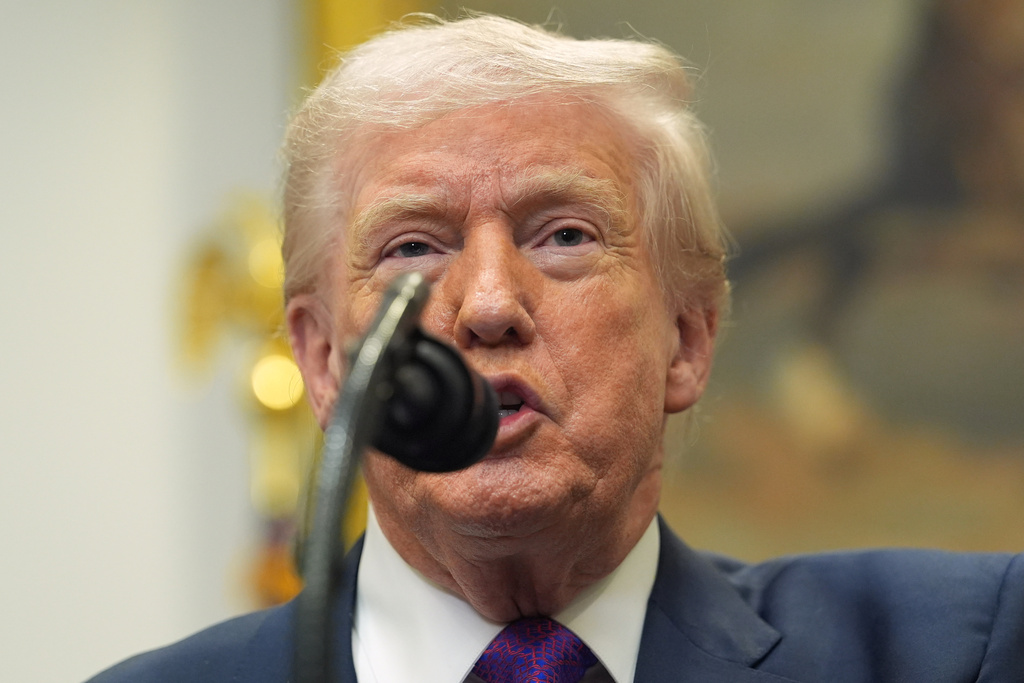 President Donald Trump speaks during an event with Environmental Protection Agency director Lee Zeldin to announce the EPA will no longer regulate greenhouse gases, in the Roosevelt Room of the White House, Thursday, Feb. 12, 2026, in Washington. (AP Photo/Evan Vucci)