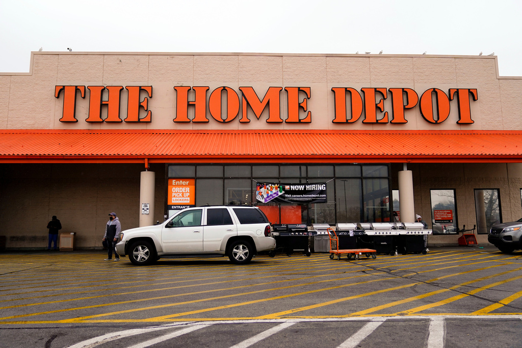 FILE - The Home Depot improvement store is seen in Philadelphia, Feb. 22, 2022. (AP Photo/Matt Rourke, File)
