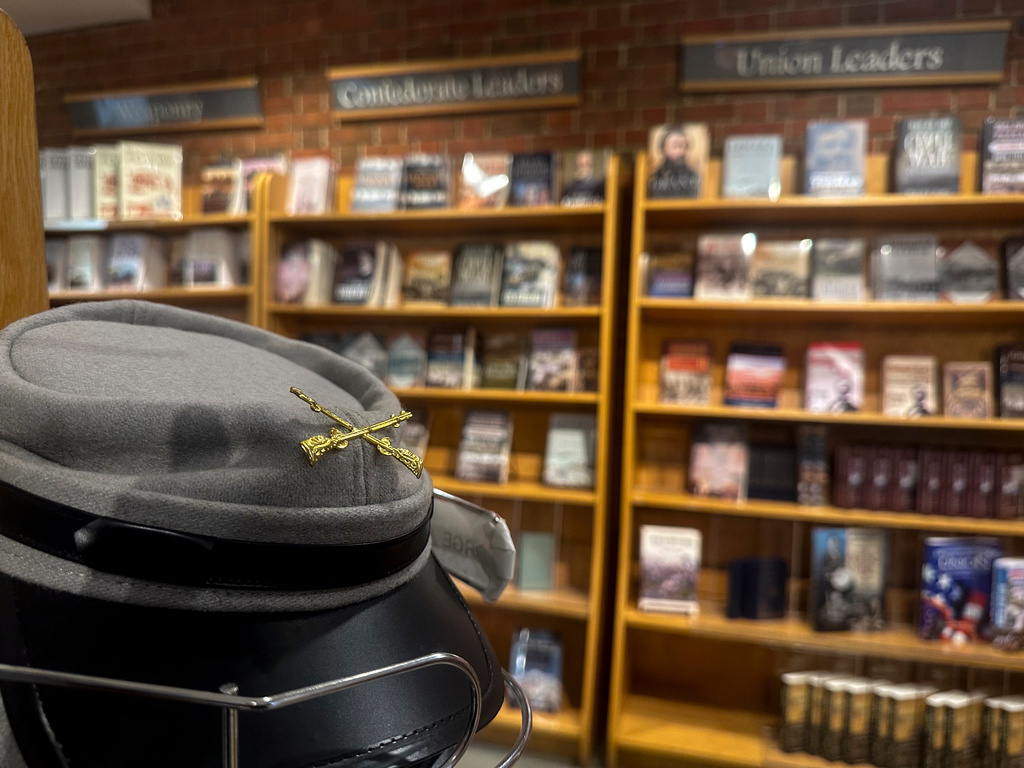 Items for sale are seen inside the Kennesaw Mountain National Battlefield Park Visitor Center, Thursday, Dec. 11, 2025, in Kennesaw, Ga. (AP Photo/Mike Stewart)