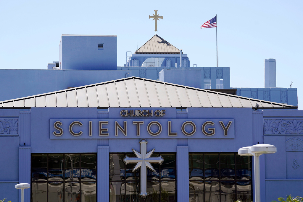 FILE - The Church of Scientology of Los Angeles is pictured, Friday, April 21, 2023, on Sunset Blvd. in Los Angeles. (AP Photo/Chris Pizzello, File)
