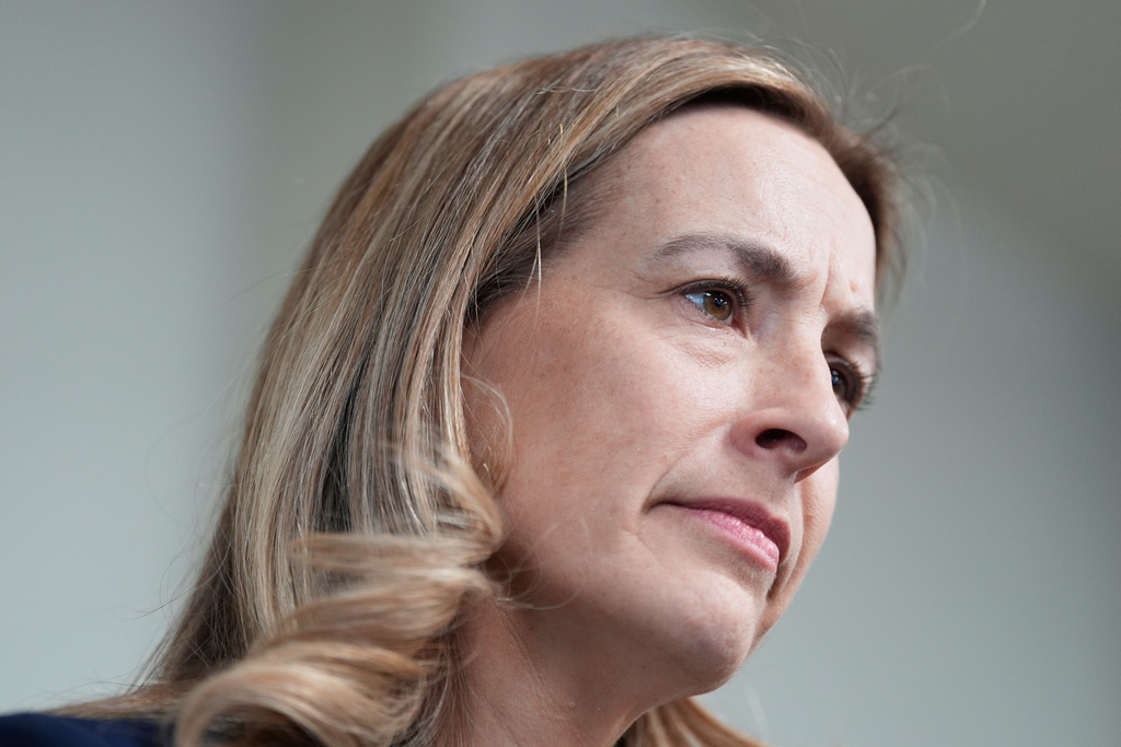 New Jersey Governor-elect Mikie Sherrill talks to reporters during a news conference in Trenton, N.J., Wednesday, Nov. 5, 2025. (AP Photo/Seth Wenig)