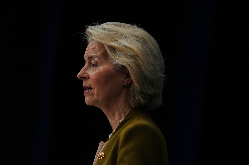 European Commission President Ursula von der Leyen delivers a speech at the International Space Summit at the Grand Palais in Paris, Thursday, Sept. 10, 2026. (AP Photo/Aurelien Morissard, Pool)