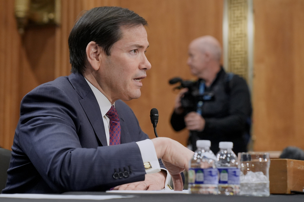 Secretary of State Marco Rubio speaks during a Senate Foreign Relations Committee, on Capitol Hill, Wednesday, Jan. 28, 2026, in Washington. (AP Photo/Mariam Zuhaib)
