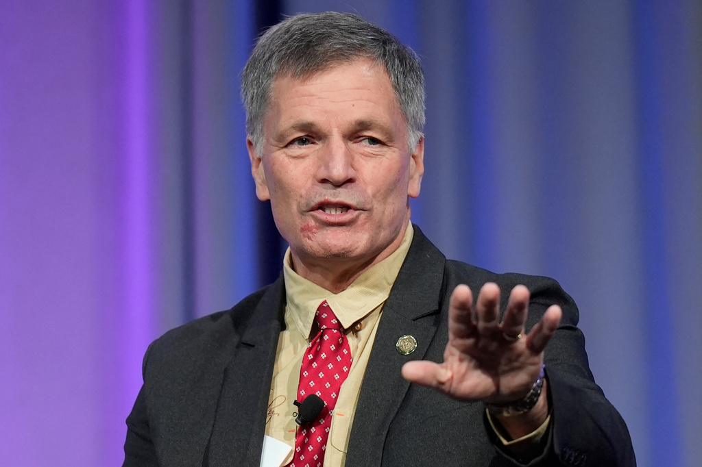 FILE - Wyoming Gov. Mark Gordon speaks at the summer meeting of the National Governors Association in Salt Lake City, July 11, 2024. (AP Photo/Rick Bowmer, File)