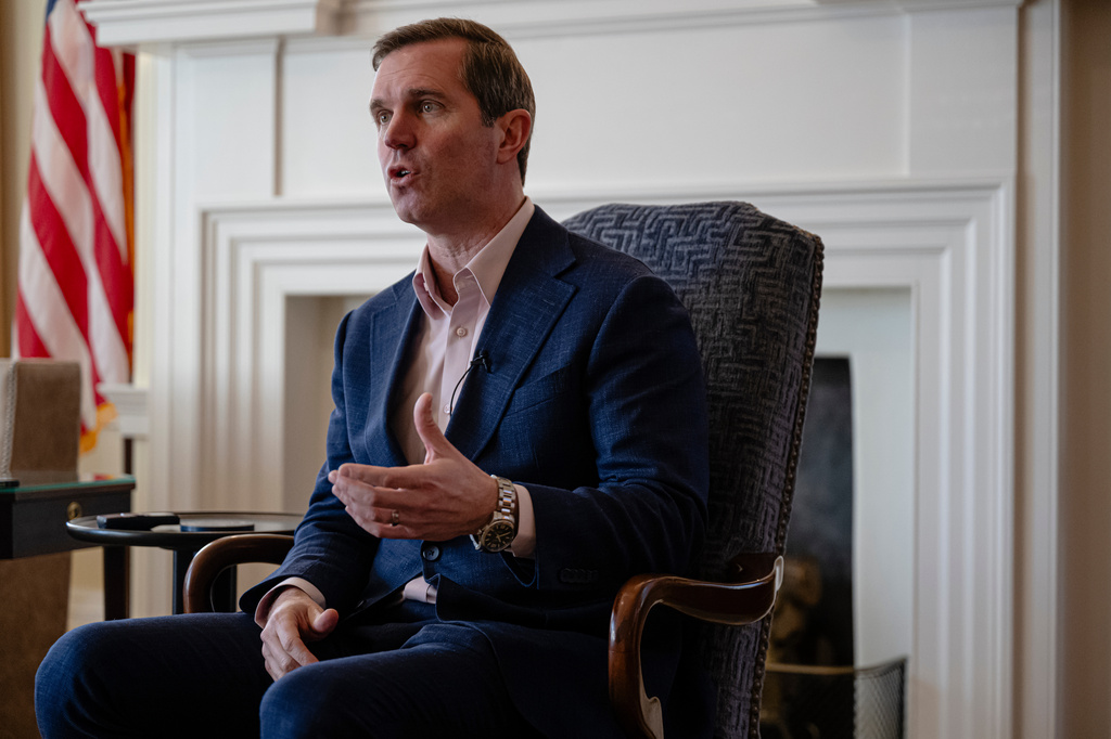 FILE - Kentucky Gov. Andy Beshear gives an interview, Jan. 12, 2026, in Frankfort, Ky. (AP Photo/Jon Cherry, File)